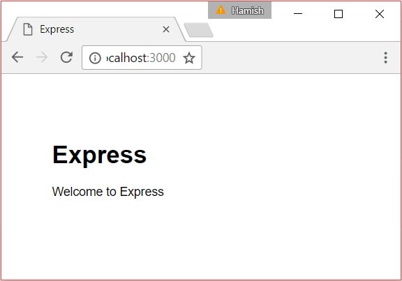 Browser für standardmäßige Express-App-Generator-Website