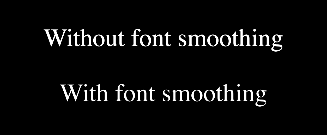 Zwei Textbeispiele, eines mit der font-smooth-Eigenschaft und ein weiteres ohne