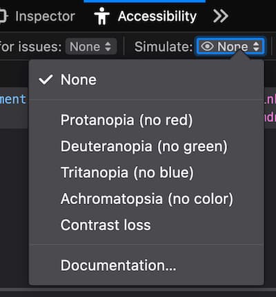 Extrait des outils de développement Firefox montrant la fenêtre de simulation